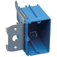 ABB Thomas & Betts New Work Outlet Box, One-Gang Adjustable, 3.65"L x 2.25"W x 3.32"D, Blue, PVC