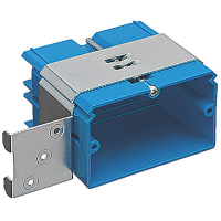 ABB Thomas & Betts Outlet Box, Two-Gang, Adjustable Bracket, 3.65"L x 2.25"W x 3.32"D, Blue, PVC