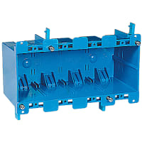 ABB Thomas & Betts Old Work Outlet Box, Four-Gang, 7.57"L x2.89"W x 3.56"D, Blue, PVC, 71 cu in