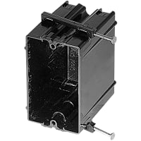 ABB Thomas & Betts Single-Gang Nail-On Outlet Box, 3-3/4"L X 2-1/4"W x 3-3/16"D, Black Poly