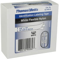 ABB Thomas & Betts Wire Marker Label, White, Flexible Nylon, 1/2" x 12.5'L, EZ-Code