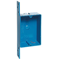 ABB Thomas & Betts Outlet Box, Single Gang, 3-5/8"L x2-3/8"W x 1.25"D, Blue, PVC, Carlon Series