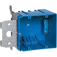 ABB Thomas & Betts Two-Gang Adjustable New Work Outlet Box, 4"L x 3-5/8"W x 3"D, Blue, PVC