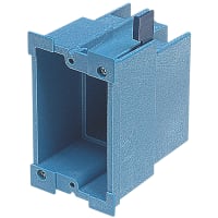 ABB Thomas & Betts Outlet Box, One-Gang, 4.3"L x2.56"W x 3.64"D, Blue, PVC, Ears/Swing Clamps