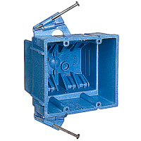 ABB Thomas & Betts Two-Gang New Work Outlet Box, 3.55"L x 2.11"W x 3.50"D, Blue, PVC