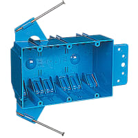 ABB Thomas & Betts Three-Gang Nail-On New Work Outlet Box, 5-5/8"L x 3-3/4"W x 2-11/16"D, Blue, 