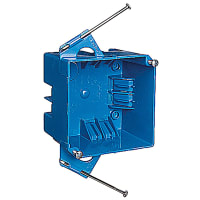 ABB Thomas & Betts Square New Work Outlet Box, 4"L x 4"W x 2-5/8"D, Blue, Thermoplastic