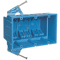 ABB Thomas & Betts Three-Gang New Work Outlet Box, 3.53"L x 5.66"W x 3.50"D, Blue, PVC