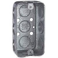 ABB Thomas & Betts One Gang Utility Box, 4"Lx2-1/8'Wx1-1/2"D, 1/2"Knockouts, Pre-Galvanized Ste