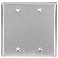 ABB Thomas & Betts Two Gang Weatherproof Receptacle Cover, Silver, Aluminum, Blank, Box Mount