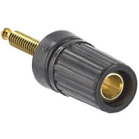 Superior Electric Binding Post, Single; Miniature Nut; 15 A; 1000 V; Gold Plated Brass; Black