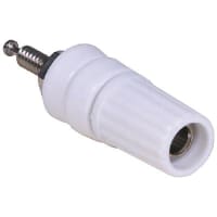 Superior Electric Binding Post, Single, Miniature Nut, 15 A, 1000 V, Nickel Plated Brass, White, 