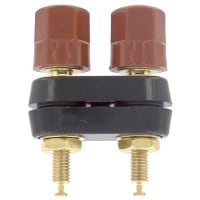 Superior Electric Binding Post, Double, Larger Stud Nut, 30 A, 1000 V, Gold Plated Brass, Hex