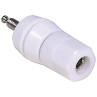 Superior Electric Binding Post, Single, Standard Nut, 30 A, 1000 V, Nickel Plated Brass, White, 