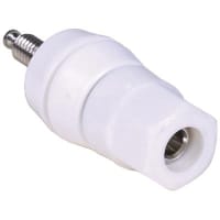 Superior Electric Binding Post, Single, Larger Stud Nut, 30 A, 1000 V, Nickel Plated Brass, White