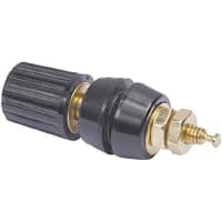 Superior Electric Binding Post, Single, Standard Nut, 30 A, 1000 V, Gold Plated Brass, Black, 