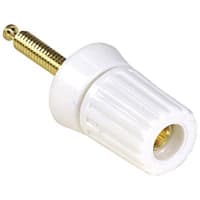 Superior Electric Binding Post, Single, Standard Nut, 30 A, 1000 V, Gold Plated Brass, White, 