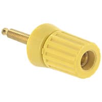 Superior Electric Binding Post, Single, Standard Nut, 30 A, 1000 V, Gold Plated Brass, Yellow, 