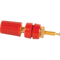 Superior Electric Binding Post, Single; Miniature Nut; 15 A; 1000 V; Gold Plated Brass; Red