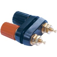 Superior Electric Binding Post, Double, Standard Stud Nut, 30 A, 1000 V, Gold Plated Brass