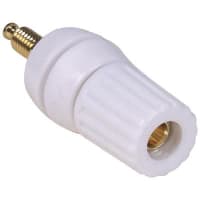 Superior Electric Binding Post, Single, Larger Stud Nut, 30 A, 1000 V, Gold Plated Brass, White, 