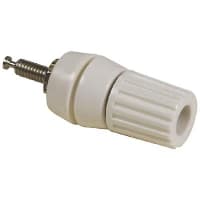 Superior Electric Binding Post, Single, Standard Nut, 30 A, 1000 V, Nickel Plated Brass, White, 