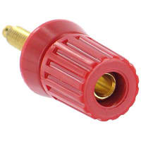 Superior Electric Binding Post, Single, Larger Stud Nut, 30 A, 1000 V, Gold Plated Brass, Red, 