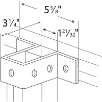 Superstrut by ABB Ushape Support, 5-3/8"L x 3-1/4"D, 1" Holes, Steel