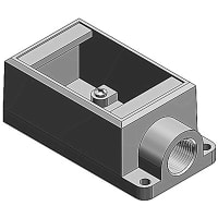 T&B Fittings by ABB Cast Device Box, Shallow, 1 Gang, 3/4", Gray, Iron, Zinc Plated, Dead End