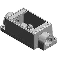 T&B Fittings by ABB Cast Device Box, Shallow 1 Gang, 1/2", Gray, Iron, Zinc Plated, Thru-Feed