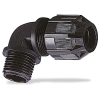 T&B Fittings by ABB Liquidtight Strain Relief Connector 90Deg 3/4"NPT IP65 Poly Black