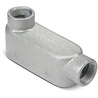 T&B Fittings by ABB Series 35 Left Side Opening 1"Conduit Body, Malleable Iron, Zinc Plating