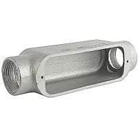 T&B Fittings by ABB Series 35 Thru-Feed, 4" Conduit Body, Malleable Iron Finish Zinc Plating Alum