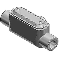 T&B Fittings by ABB Form 7 (T) Pre-Assembled Conduit Body, 1/2", Gray Iron/Zinc Plating