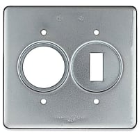 T&B Fittings by ABB Two Gang Device Box Cover, Sheet Steel, Single Receptacle 1.405"Dia, One Switch