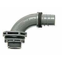 T&B LiquidTight Fittings by ABB Liquid Tight Non-Metallic Fitting, 1/2in, 90deg, Single Piece, PVC, Grey