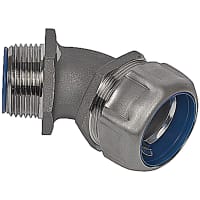 T&B LiquidTight Fittings by ABB Liquidtight Fitting, 1/2", 45 Degree, 316 Stainless Steel, with Ground Cone