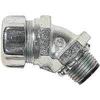 T&B LiquidTight Fittings by ABB Liquidtight Hi-Temp Connector, Insulated, .5", 45Deg, Iron