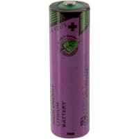 Tadiran Battery, Non-Rechargeable, AA, Lithium, 3.6 VDC, 2.1Ah, Pressure Contact, TL Series