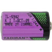 Tadiran Battery, Non-Rechargeable, 1/2 AA, Lithium, 3.6 VDC, 1.2Ah, Pressure Contact, TL Series