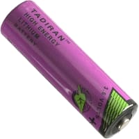 Tadiran Battery, Non-Rechargeable, AA, Lithium, 3.6 VDC, 2Ah, Pressure Contact, TLH Series