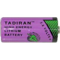 Tadiran Battery, Non-Rechargeable, Cylindrical, Lithium, 3.6 VDC, 1.45Ah, Pressure Contact, TL