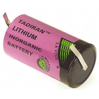 Tadiran Battery, Non-Rechargeable, D, Lithium, 3.6VDC, 19Ah, Solder Tab, iXtra Series