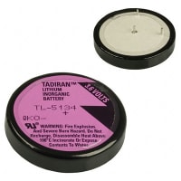 Tadiran Battery, Non-Rechargeable, Size 1/10 D, Lithium, 3.6 VDC, 1 Ah, 3 Pin, TL Series