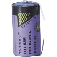 Tadiran Battery, Non-Rechargeable, C, Lithium, 3.6 VDC, 7.2Ah, Solder Tab, TL Series