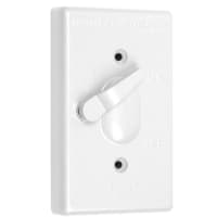 TayMac 1-Gang Vertical Weatherproof Cover Toggle White