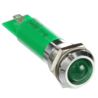 APEM Components Panel Mount Indicator LED Sealed 12mm Fixed Green 24VDC Q12 Series