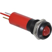 APEM Components LED Indicator Sealed 12mm Black Chrome Fixed Red 24VDC Solder Q12 Series