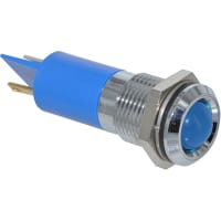 APEM Components LED Indicator Sealed 14mm Chrome Fixed Blue 24VDC Solder Q14 Series