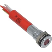 APEM Components LED Indicator Sealed 8mm Flush Bright Chrome Fixed Red 24VDC Solder